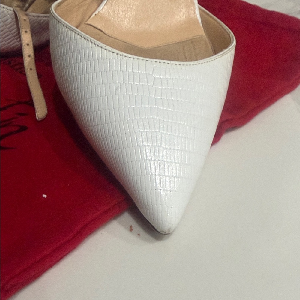 Christian Louboutin White and Silver Studded Heels - Picture 8 of 9